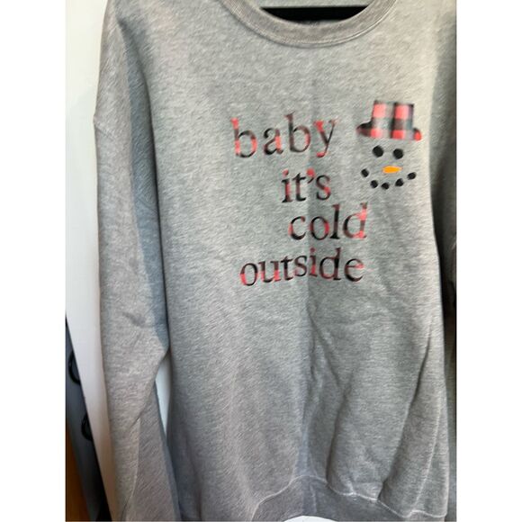 Baby It’s Cold Outside Grey Crewneck Sweatshirt Size Large - Picture 3 of 8